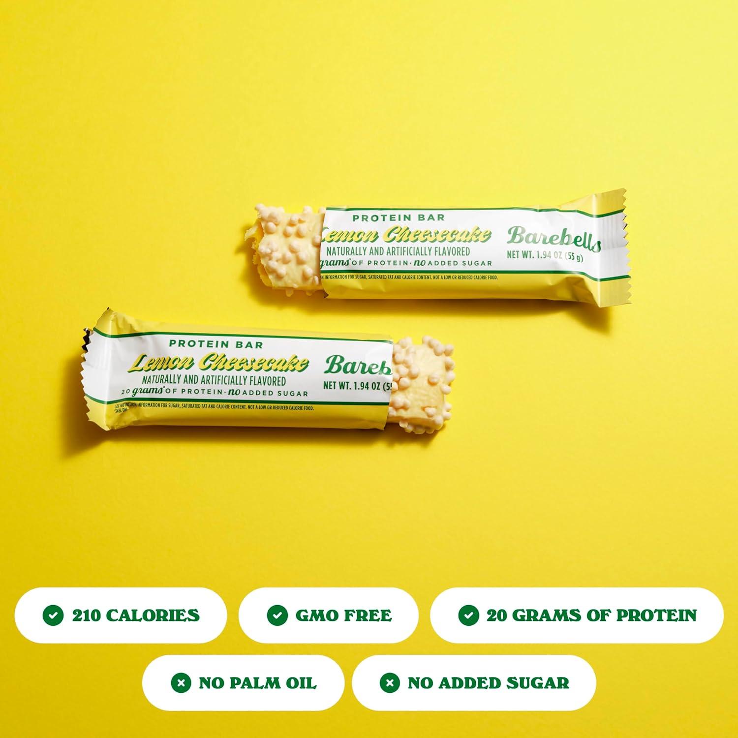 image:imageBarebells Protein Bars Peoples Choice Variety Pack 24 Bars 2 Packs of 12 20g High Protein Treats Chocolate Nutrition Bars with No Added Sugar OnTheGo Breakfast or PostWorkout SnackLemon Cheesecake