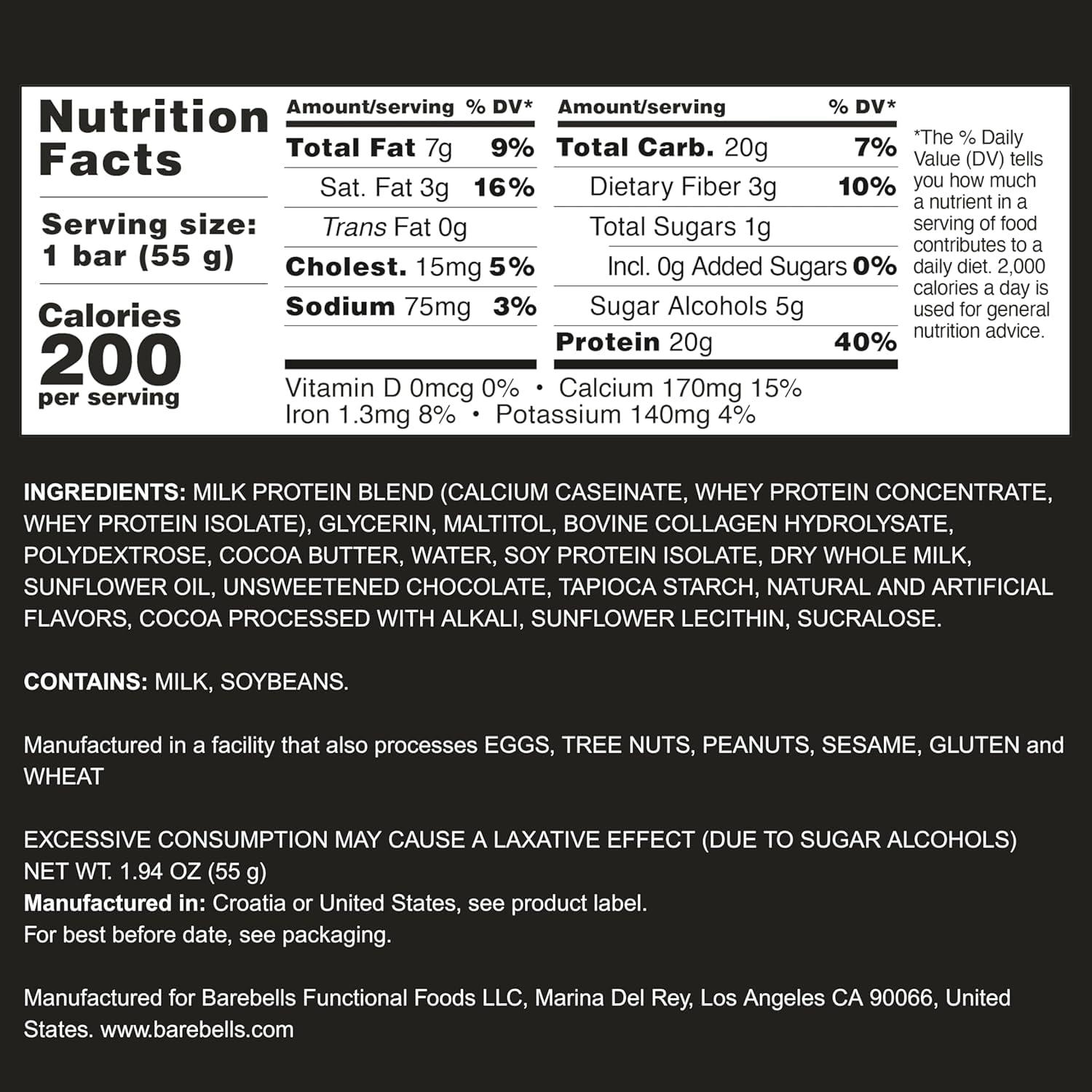 image:imageBarebells Protein Bars Peoples Choice Variety Pack 24 Bars 2 Packs of 12 20g High Protein Treats Chocolate Nutrition Bars with No Added Sugar OnTheGo Breakfast or PostWorkout SnackCookies And Cream