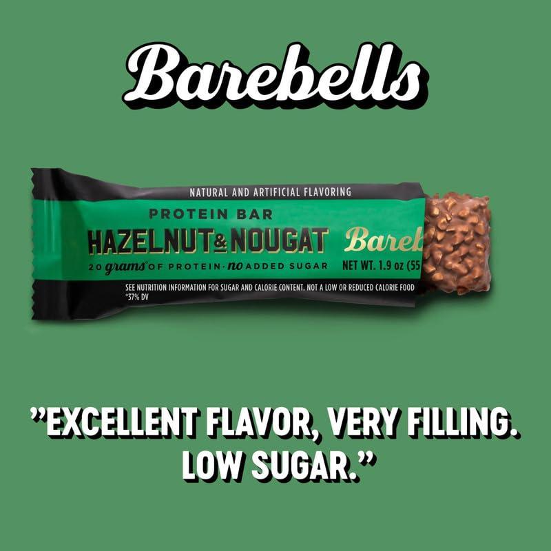 image:imageBarebells Protein Bars Peoples Choice Variety Pack 24 Bars 2 Packs of 12 20g High Protein Treats Chocolate Nutrition Bars with No Added Sugar OnTheGo Breakfast or PostWorkout SnackHazelnut