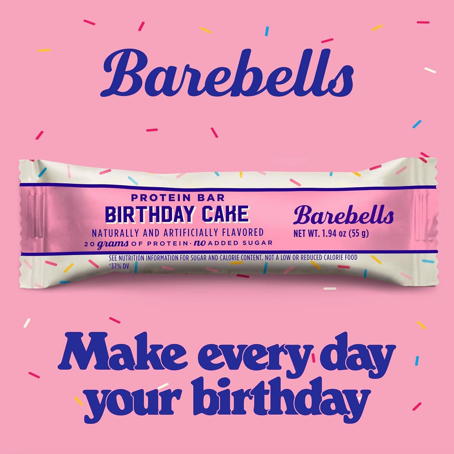 image:imageBarebells Protein Bars Peoples Choice Variety Pack 24 Bars 2 Packs of 12 20g High Protein Treats Chocolate Nutrition Bars with No Added Sugar OnTheGo Breakfast or PostWorkout SnackBirthday Cake