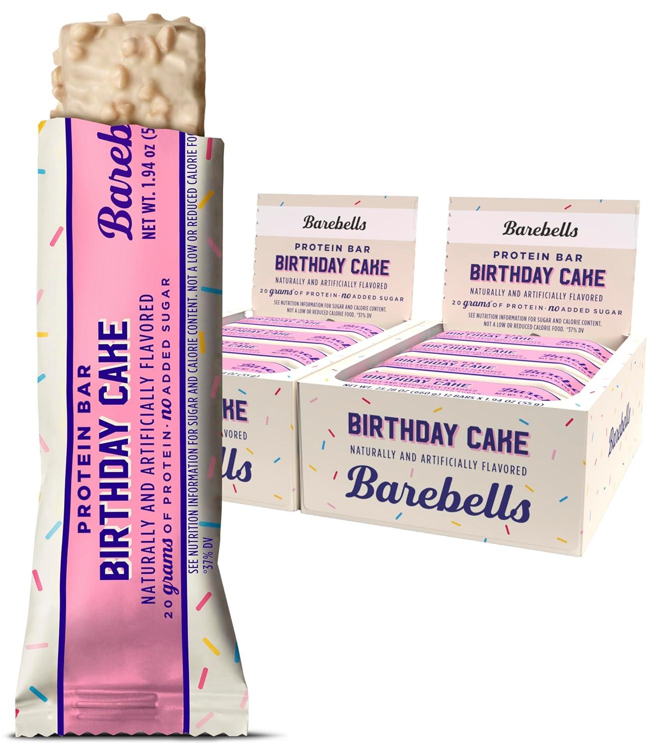 image:imageBarebells Protein Bars Peoples Choice Variety Pack 24 Bars 2 Packs of 12 20g High Protein Treats Chocolate Nutrition Bars with No Added Sugar OnTheGo Breakfast or PostWorkout SnackBirthday Cake