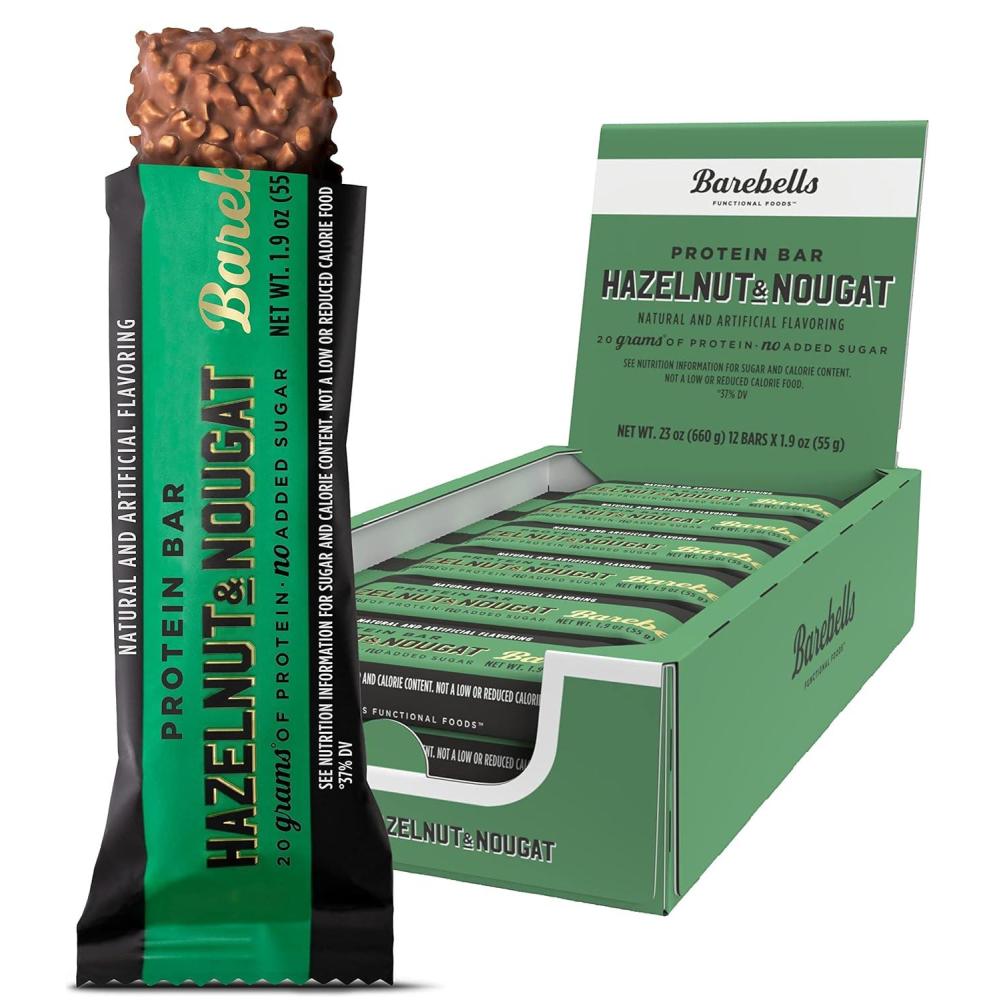 image:imageBarebells Protein Bars Peoples Choice Variety Pack 24 Bars 2 Packs of 12 20g High Protein Treats Chocolate Nutrition Bars with No Added Sugar OnTheGo Breakfast or PostWorkout SnackHazelnut