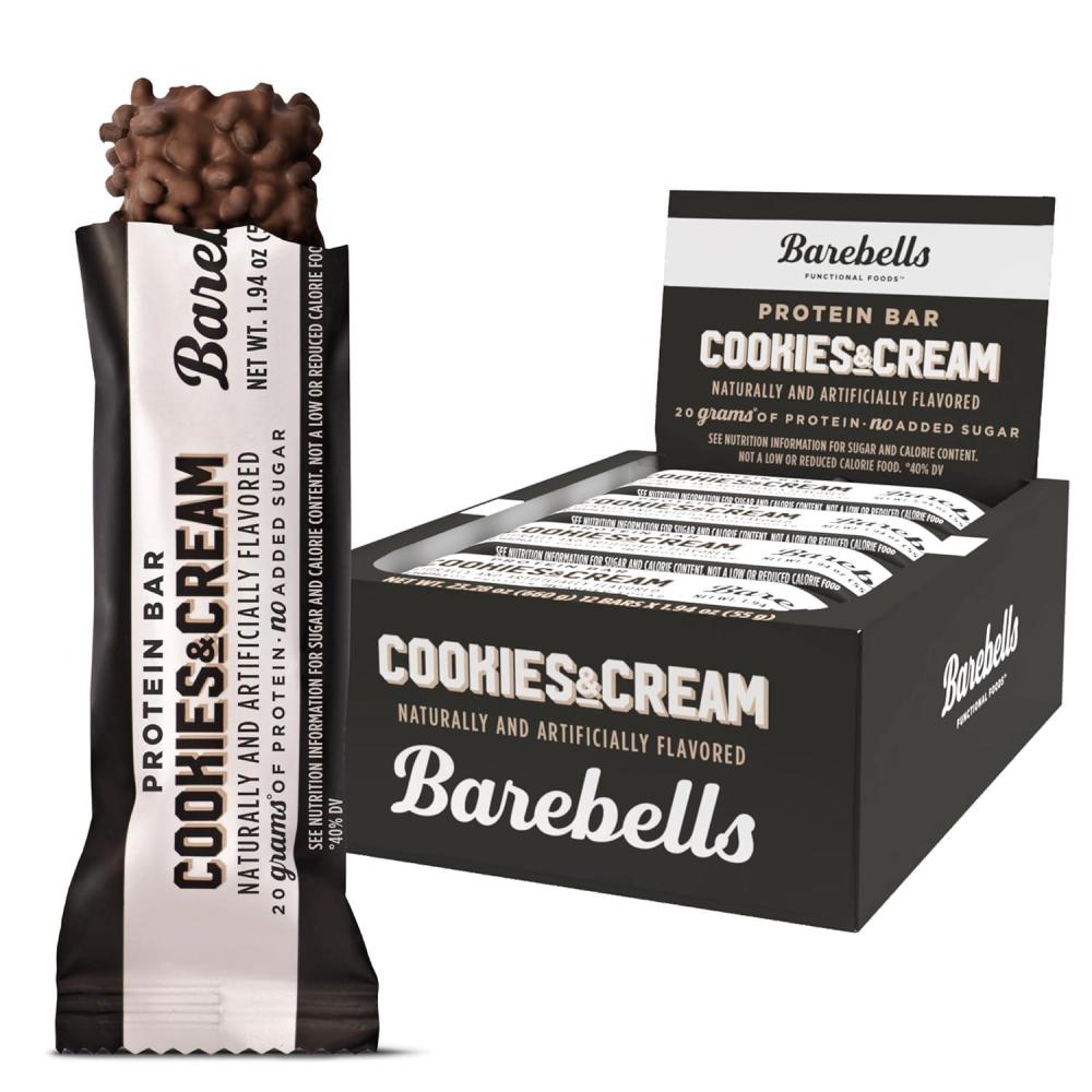 image:imageBarebells Protein Bars Peoples Choice Variety Pack 24 Bars 2 Packs of 12 20g High Protein Treats Chocolate Nutrition Bars with No Added Sugar OnTheGo Breakfast or PostWorkout SnackCookies And Cream
