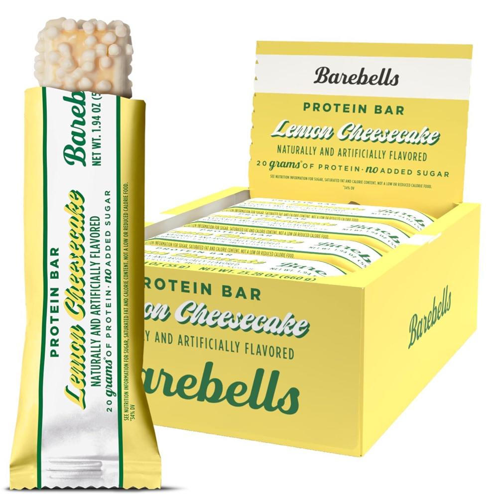 image:imageBarebells Protein Bars Peoples Choice Variety Pack 24 Bars 2 Packs of 12 20g High Protein Treats Chocolate Nutrition Bars with No Added Sugar OnTheGo Breakfast or PostWorkout SnackLemon Cheesecake