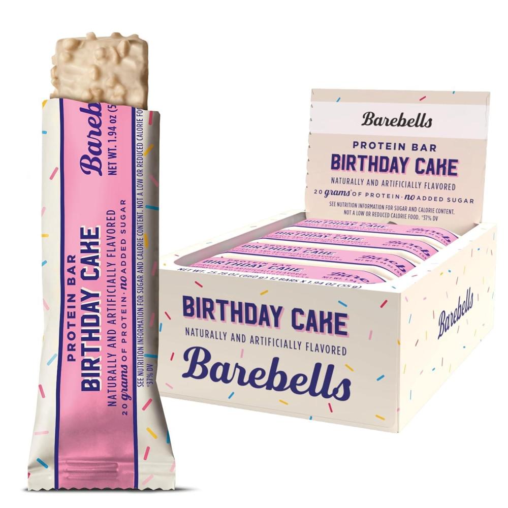image:imageBarebells Protein Bars Peoples Choice Variety Pack 24 Bars 2 Packs of 12 20g High Protein Treats Chocolate Nutrition Bars with No Added Sugar OnTheGo Breakfast or PostWorkout SnackBirthday Cake