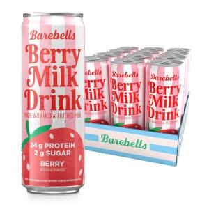 image:imageBarebells Choco Milk Drink  24g Protein No Added Sugar High Protein Chocolate Shake UltraFiltered Milk ReadytoDrink  112 fl oz 330ml 12 CountBerry Milk