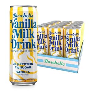 image:imageBarebells Choco Milk Drink  24g Protein No Added Sugar High Protein Chocolate Shake UltraFiltered Milk ReadytoDrink  112 fl oz 330ml 12 CountVanilla Milk