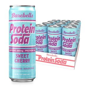 image:imageBarebells Protein Soda Pineapple Sunrise Sugar Free 10g Protein 200mg Caffeine B Vitamins Sparkling Energy Drink Ready to Drink 12 Fl OzSweet Cherry