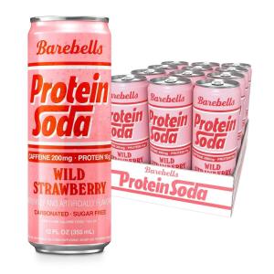 image:imageBarebells Protein Soda Pineapple Sunrise Sugar Free 10g Protein 200mg Caffeine B Vitamins Sparkling Energy Drink Ready to Drink 12 Fl OzWild Strawberry
